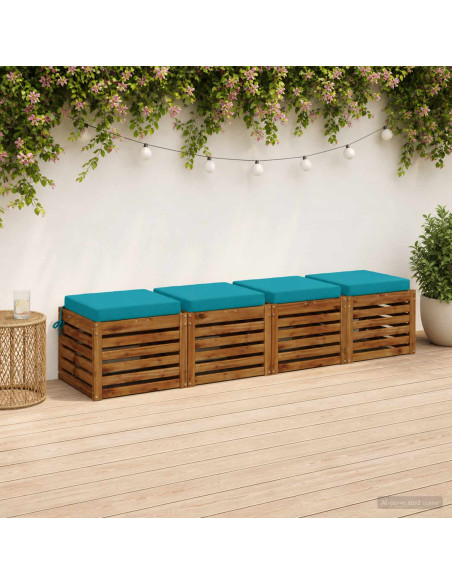 Cuscini per Seduta SOEST 4 pz 100% Poliestere Turchese