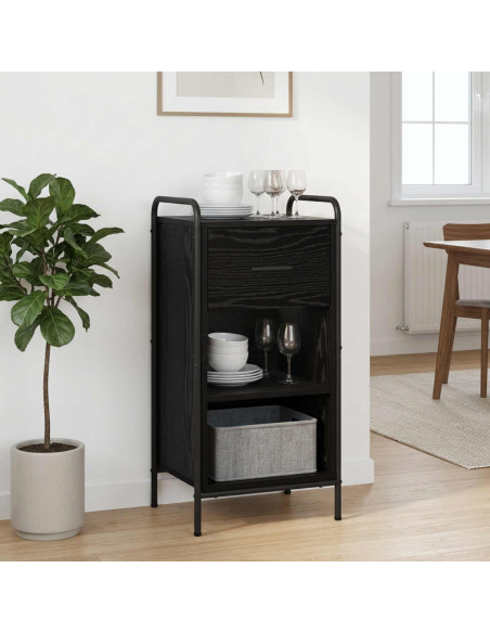Credenza Rovere Nero 97 x 33 x 81 cm Legno ingegnerizzato