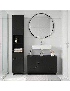 Set mobili da bagno 2 pz Nero Legno ingegnerizzato