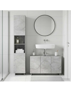 Set mobili da bagno 2 pz Grigio Cemento Legno ingegnerizzato