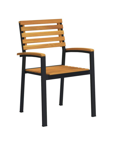 Set da Pranzo per Giardino 5 pz Nero Legno di Acacia Massello