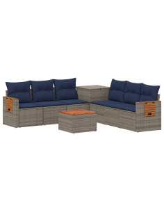 Set di divani 8 pz Grigio e Blu Navy 55 x 55 x 37 cm 2