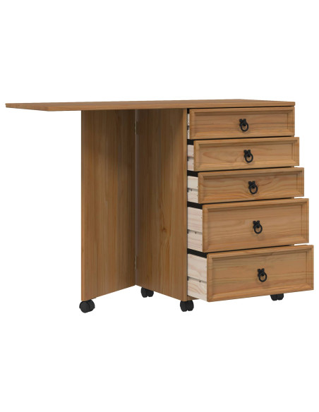 Mobiletto con cassetti e piano pieghevole CORONA Marrone Miele