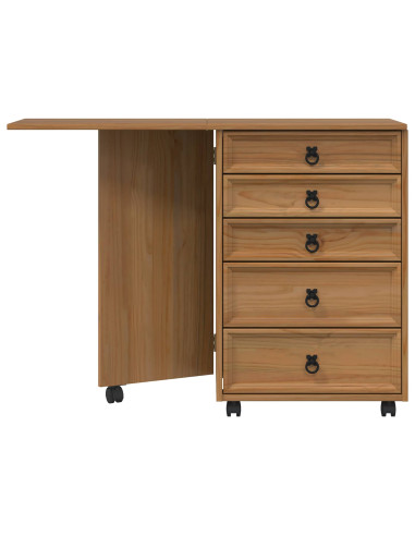 Mobiletto con cassetti e piano pieghevole CORONA Marrone Miele