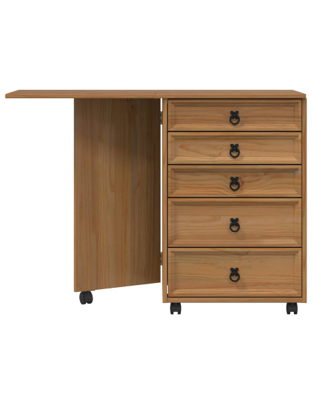 Mobiletto con cassetti e piano pieghevole CORONA Marrone Miele
