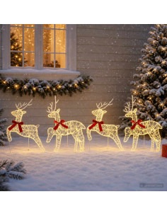 Renna di Natale 4 pz 80 LED Bianco caldo 43 x 19 x 65 cm