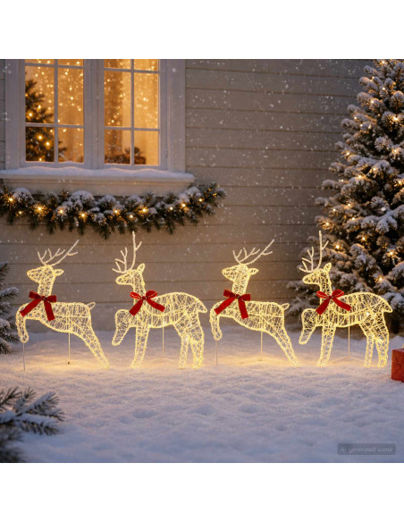 Renna di Natale 4 pz 80 LED Bianco caldo 43 x 19 x 65 cm