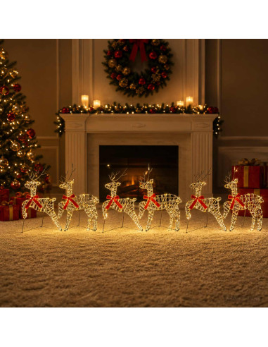 Renna di Natale 6 pz 80 LED Bianco caldo 43 x 19 x 65 cm