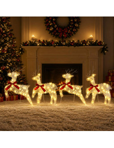 Renna di Natale 4 pz 80 LED Bianco caldo 43 x 19 x 65 cm