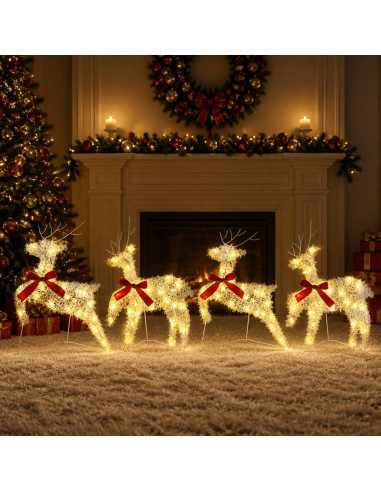 Renna di Natale 4 pz 80 LED Bianco caldo 43 x 19 x 65 cm