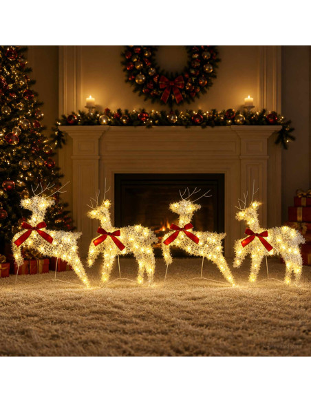 Renna di Natale 4 pz 80 LED Bianco caldo 43 x 19 x 65 cm