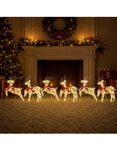 Renna di Natale 6 pz 80 LED Bianco caldo 43 x 19 x 65 cm