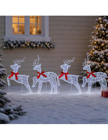 Renna di Natale 4 pz 80 LED Bianco freddo 43 x 19 x 65 cm