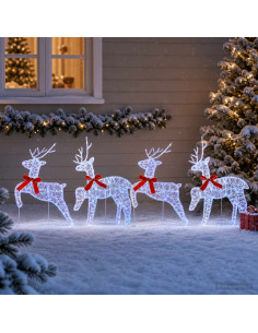 Renna di Natale 4 pz 80 LED Blu 43 x 19 x 65 cm