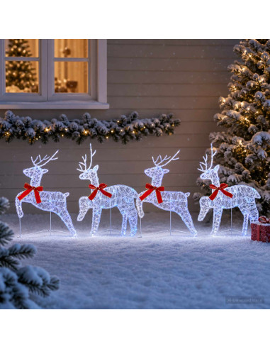 Renna di Natale 4 pz 80 LED Blu 43 x 19 x 65 cm