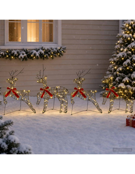 Renna di Natale 4 pz 80 LED Bianco caldo 43 x 19 x 65 cm