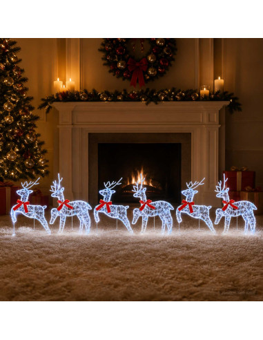 Renna di Natale 6 pz 80 LED Blu 43 x 19 x 65 cm
