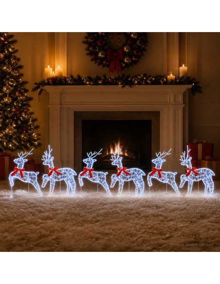 Renna di Natale 6 pz 80 LED Blu 43 x 19 x 65 cm