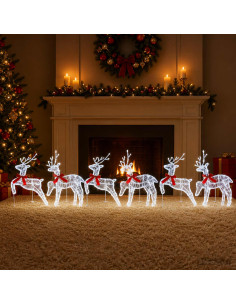 Renna di Natale 6 pz 80 LED Bianco freddo 43 x 19 x 65 cm