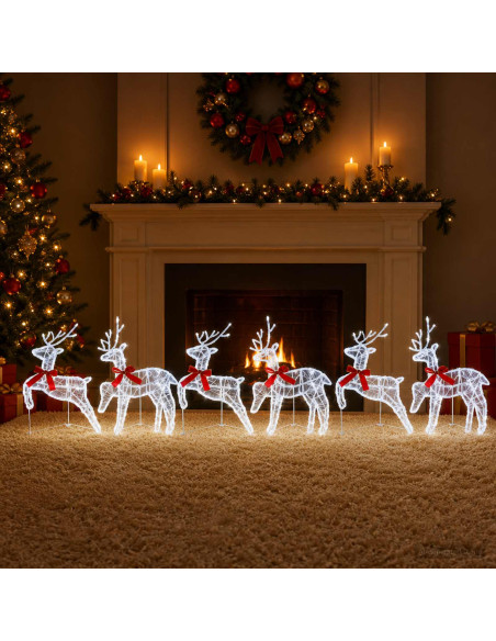Renna di Natale 6 pz 80 LED Bianco freddo 43 x 19 x 65 cm