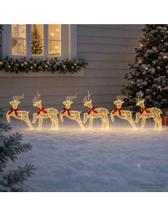 Renna di Natale 6 pz 80 LED Bianco caldo 43 x 19 x 65 cm