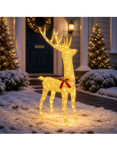 Renna di Natale 3D LOVIISA 140 LED Bianco caldo