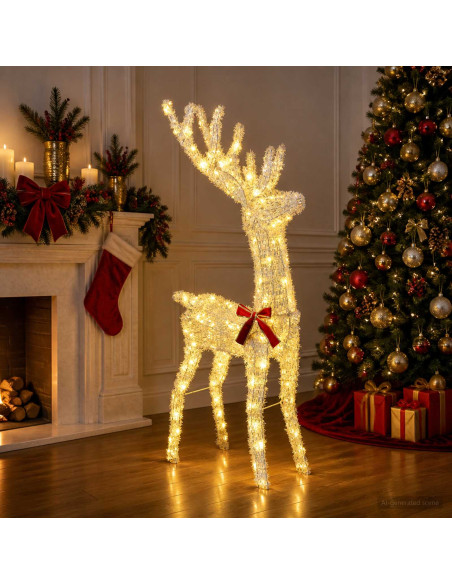 Renna di Natale 3D LOVIISA 140 LED Bianco caldo