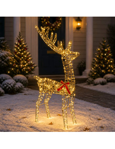 Renna di Natale 3D LOVIISA 300 LED Bianco caldo