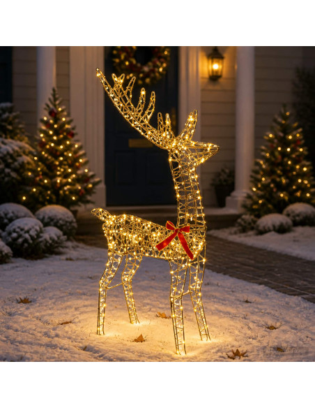 Renna di Natale 3D LOVIISA 300 LED Bianco caldo