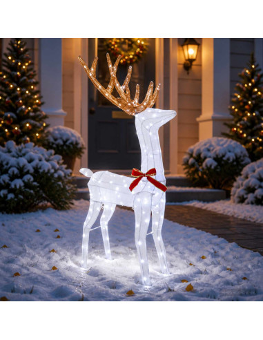 Renna di Natale 3D LOVIISA 140 LED Bianco freddo