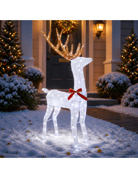 Renna di Natale 3D LOVIISA 140 LED Bianco freddo