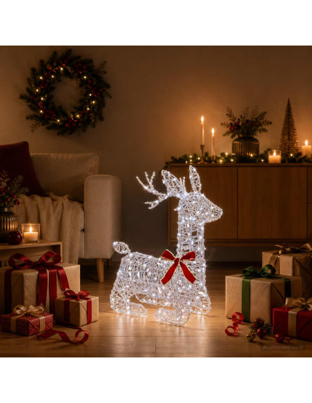 Renna di Natale 3D LOVIISA 140 LED Bianco freddo