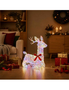 Renna di Natale 3D LOVIISA 140 LED Multicolore 55 x 22 x 63 cm