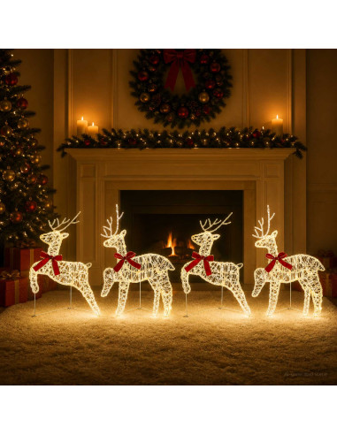 Renna di Natale 4 pz 80 LED Bianco caldo 43 x 19 x 65 cm