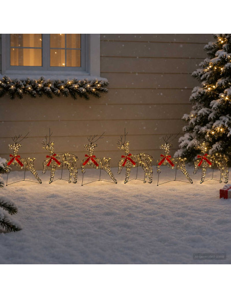 Renna di Natale 6 pz 80 LED Bianco caldo 43 x 19 x 65 cm