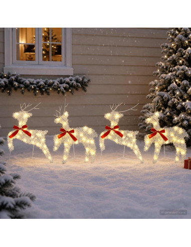 Renna di Natale 4 pz 80 LED Bianco caldo 43 x 19 x 65 cm