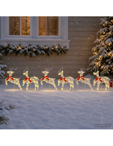 Renna di Natale 6 pz 80 LED Bianco caldo 43 x 19 x 65 cm