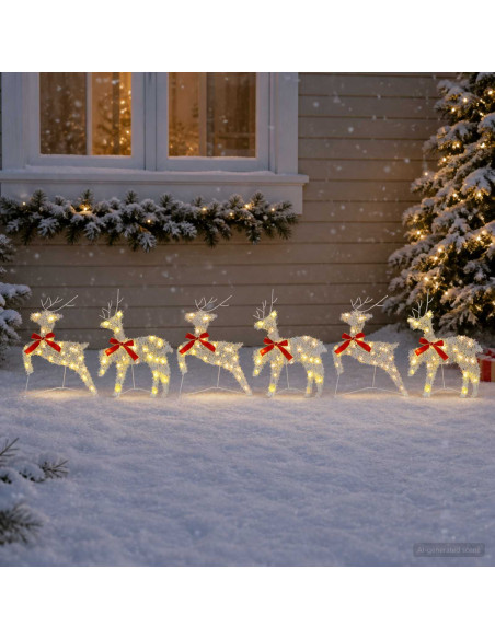 Renna di Natale 6 pz 80 LED Bianco caldo 43 x 19 x 65 cm