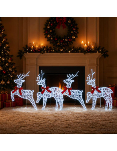 Renna di Natale 4 pz 80 LED Bianco freddo 43 x 19 x 65 cm