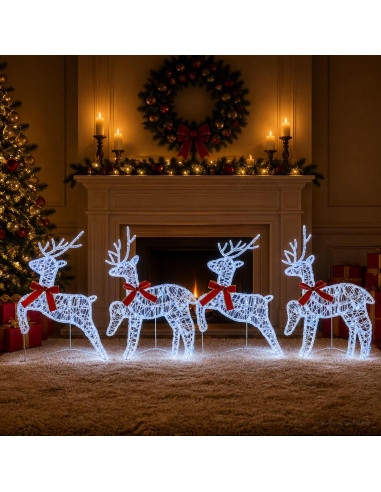 Renna di Natale 4 pz 80 LED Blu 43 x 19 x 65 cm