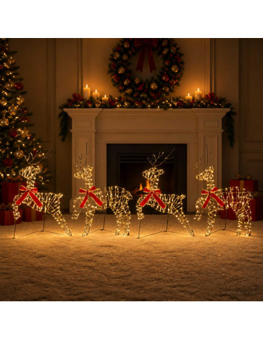 Renna di Natale 4 pz 80 LED Bianco caldo 43 x 19 x 65 cm