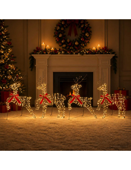 Renna di Natale 4 pz 80 LED Bianco caldo 43 x 19 x 65 cm