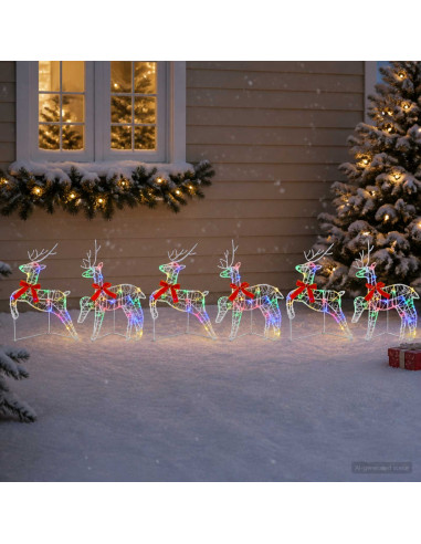 Renna di Natale 6 pz 80 LED Multicolore 43 x 19 x 65 cm