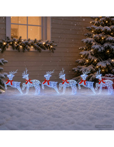 Renna di Natale 6 pz 80 LED Blu 43 x 19 x 65 cm