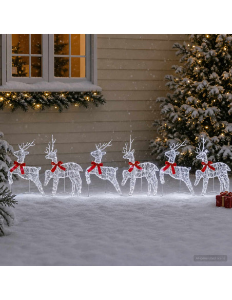 Renna di Natale 6 pz 80 LED Bianco freddo 43 x 19 x 65 cm