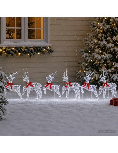 Renna di Natale 6 pz 80 LED Bianco freddo 43 x 19 x 65 cm
