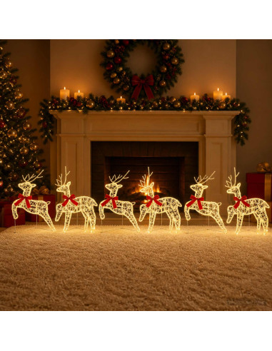Renna di Natale 6 pz 80 LED Bianco caldo 43 x 19 x 65 cm