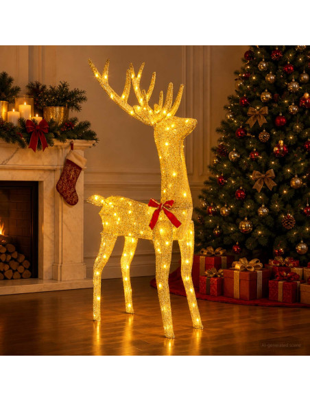 Renna di Natale 3D LOVIISA 140 LED Bianco caldo