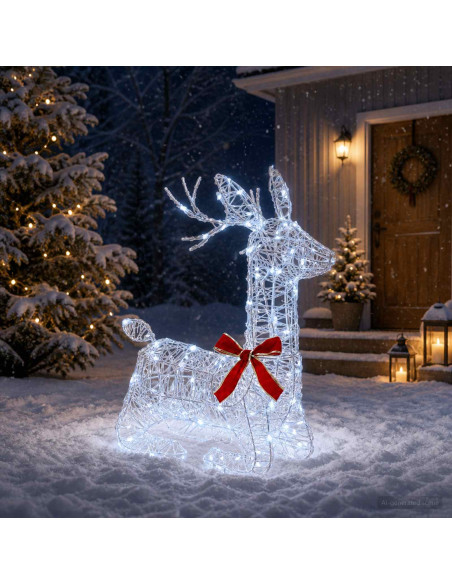 Renna di Natale 3D LOVIISA 140 LED Bianco freddo
