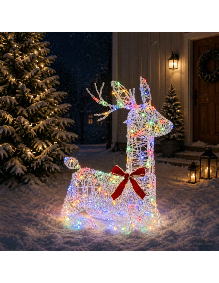 Renna di Natale 3D LOVIISA 140 LED Multicolore 55 x 22 x 63 cm